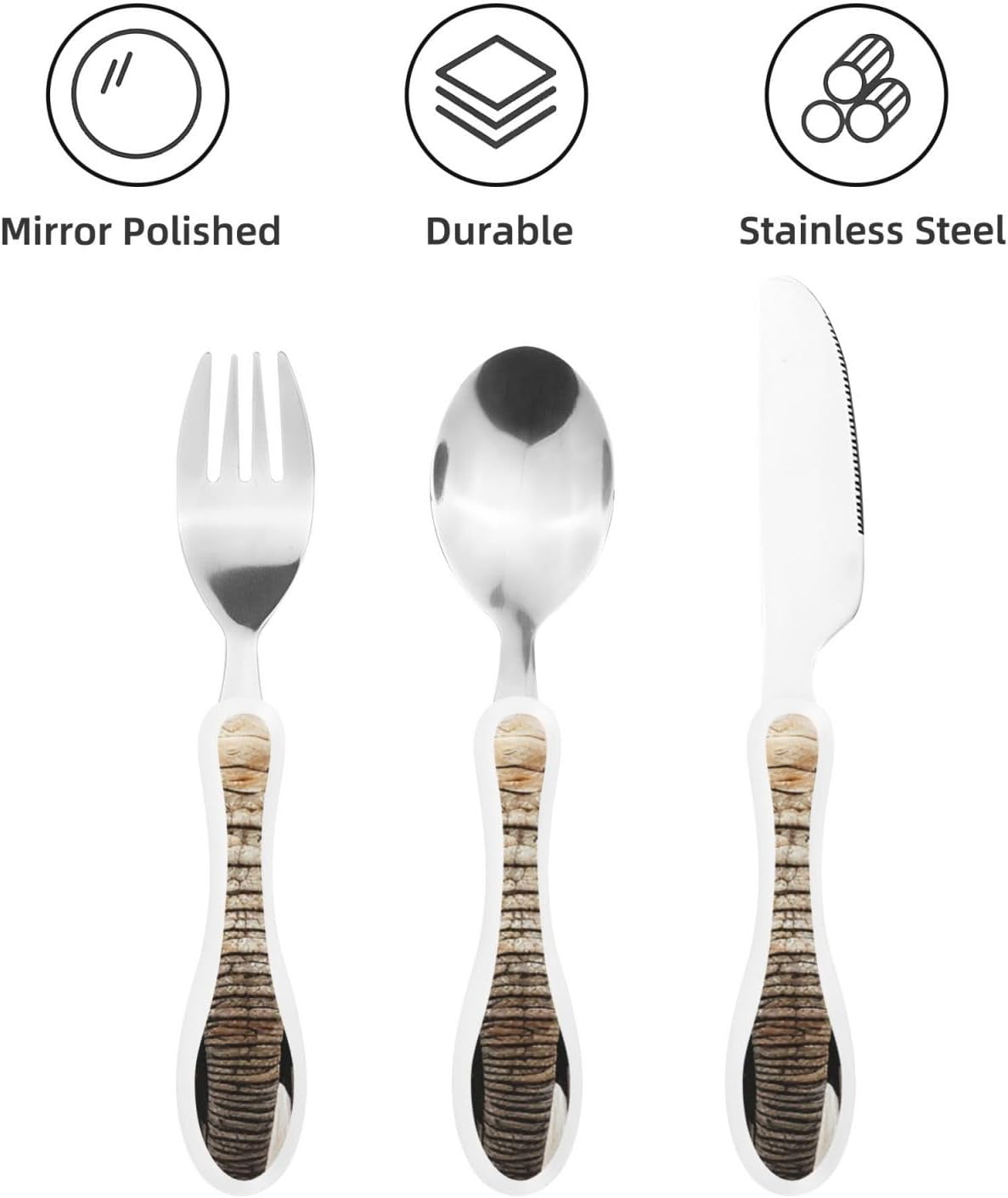 3-Piece Kids Silverware Set With Storage Case, Stainless Steel Reusable Children Safe Knife Spoon Fork Set Tropical Sunset Seaside Children Flatware Set For Kids Lunch Box
