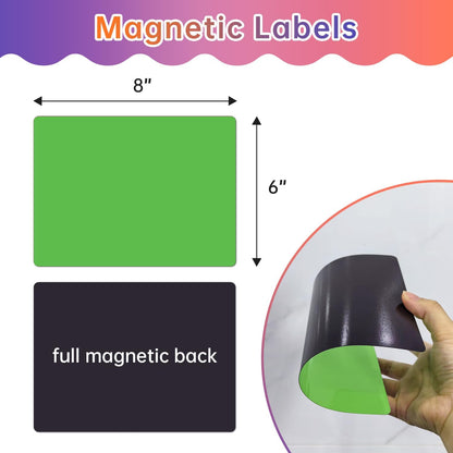Write On Magnets Dry Erase for Fridge - 6 Pack - 8x6 in Whiteboard Magnetic Labels Writable Magnet Sheets Pads - White Board Magnet Strips for Home and Office