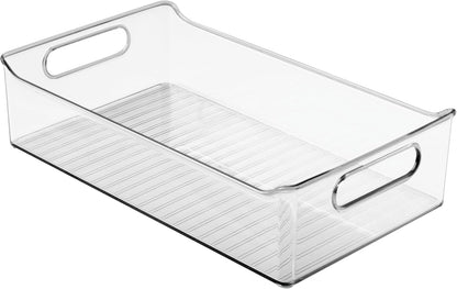 iDesign Stackable Storage Bin with Handles for Pantry or Fridge, Clear, Made in USA