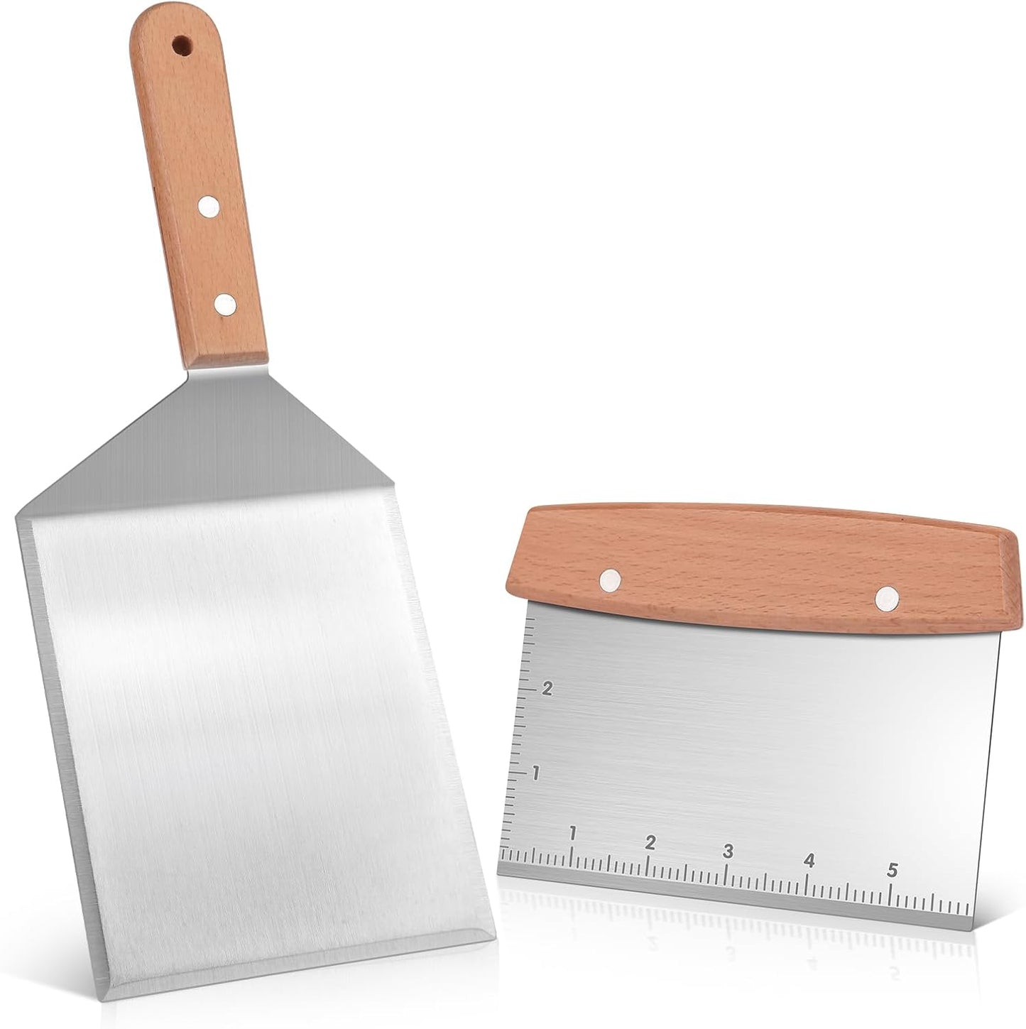 Flyisland Blackstone Bench Scraper,Griddle Scraper for Blackstone, Heavy Duty Stainless Steel Grill Scraper,Dough Scraper Cutter for Bread and Pizza Cutter, Griddle Scraper Chopper