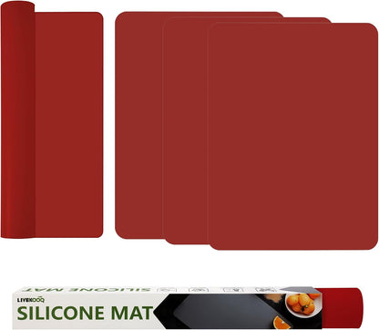 Silicone Mat for Kitchen Counter, Silicone Mat Trimable to Size (Black, 15.7×11.8inch-2pcs), BPA-Free Silicone Placemat, Heat-Resistant NonSlip Table Mat for Air Fryer, Countertop Protector Mat