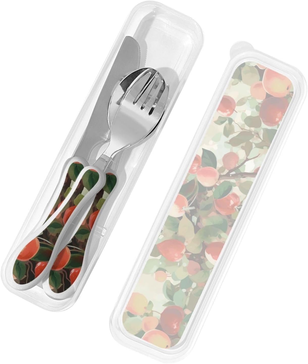 3-Piece Kids Silverware Set With Storage Case, Stainless Steel Reusable Children Safe Knife Spoon Fork Set Blue Active Girl Running Sunset Children Flatware Set For Kids Lunch Box - Colors C