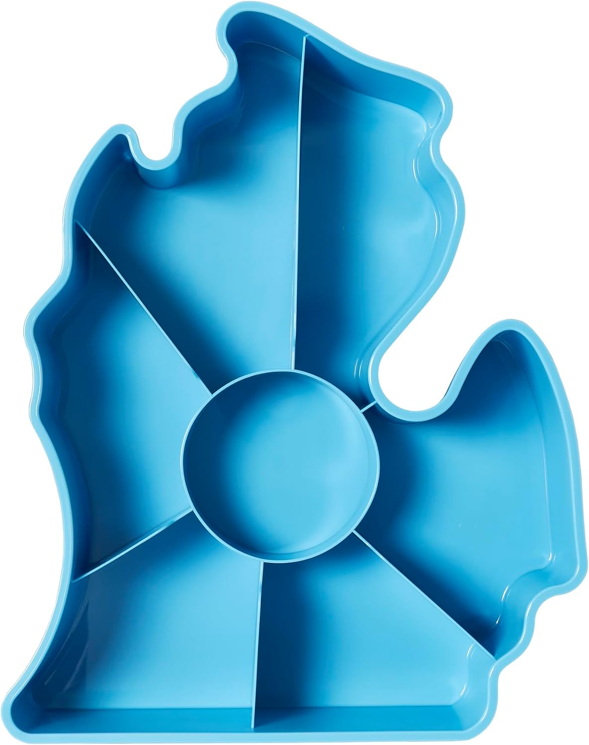 KOLORAE Michigan Serving Tray - Unique 7 Compartment Mitten State Reusable Snack Tray w/Dressing Cup. Great for Entertaining and Storage for Appetizers, Snacks, Chips & Dip
