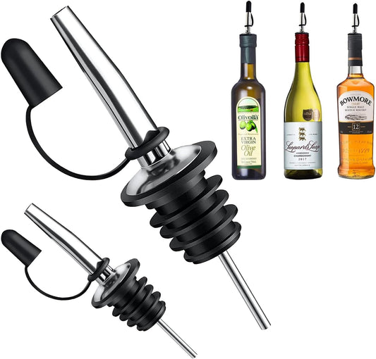 Pafusen Liquor Pour Spout With Dust Caps - Bottle Pourers for Alcohol, Olive Oil - Speed Pourers, Bar Bartender Accessories