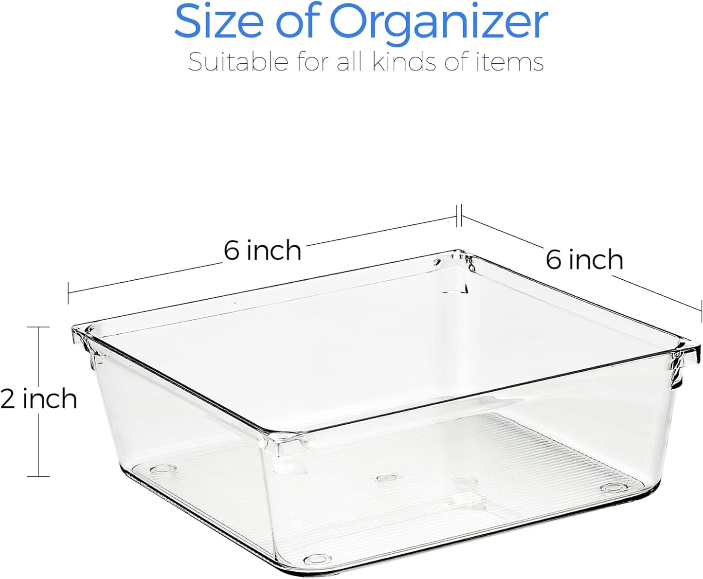 Ravinte 6 Pack Drawer Organizer - 3" X 9" Plastic Storage Bins, Acrylic Organizers with Non-Slip Pads Clear Desk Storage Tray for Makeup, Jewelries, Kitchen Utensils, Bathroom and Office
