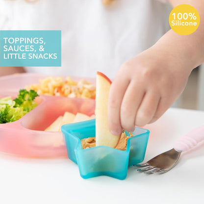 Bumkins Baby Silicone Little Dippers, Attaches to Bowls, Dishes and Plates, Sauce Cup, Holds Condiments, Dip, Puree, Toppings, Baby Led Weaning, Essential Feeding Supplies, Babies 6 Months Up, Pink