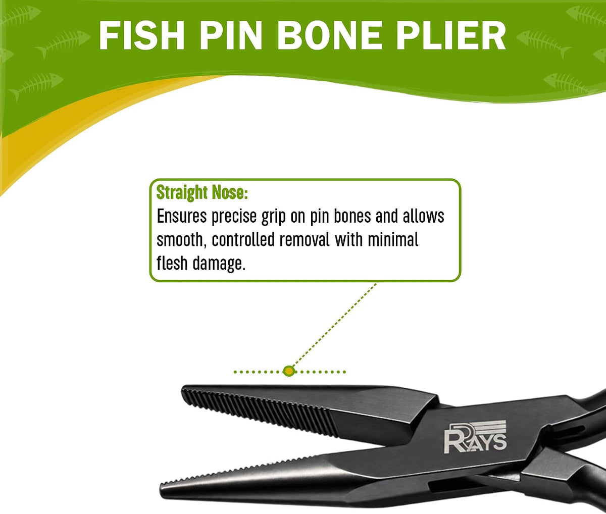 Fish Bone Pliers/Tweezers – Serrated Jaw Plier + Flat & Slant Tweezers | Stainless Steel Pin Bone Remover & Deboning Tools for Salmon, Trout & All Seafood