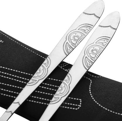 SENHAI 8 Pieces Flatware Sets Knife, Fork, Spoon, Chopsticks, 2 Pack Rustproof Stainless Steel Tableware Dinnerware with Carrying Case for Traveling Camping Picnic Working Hiking