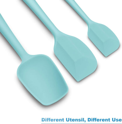 Silicone Spatula 3-piece Set, Ergonomic Handle High Heat-Resistant Spatulas, Non-stick Rubber Spatulas with Stainless Steel Core, Black