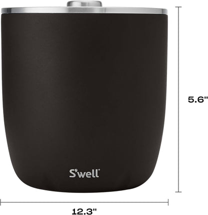 S'well Stainless Steel Ice Bucket XL, 100oz, Teakwood, Includes Lid And Scoop, Triple Layered Vacuum Insulated Container Keeps Ice Colder for Longer, BPA Free Barware