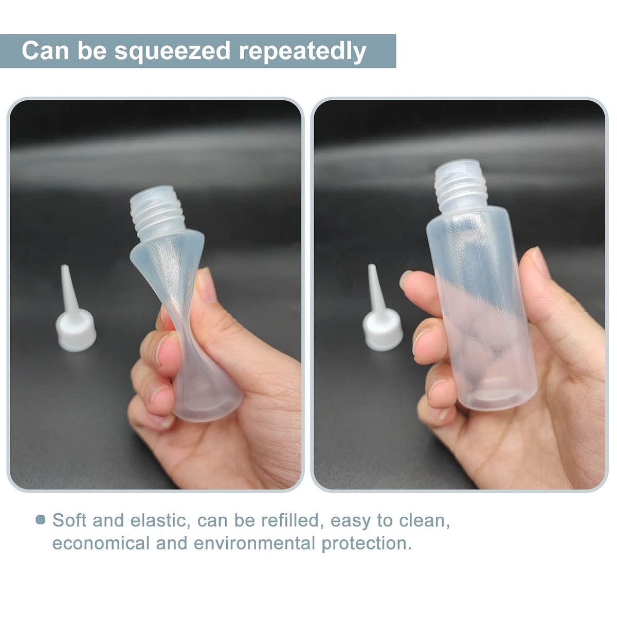 BlingKingdom 6 PCS 50 ml Squeeze Applicator Bottles for Paint, Soft PE