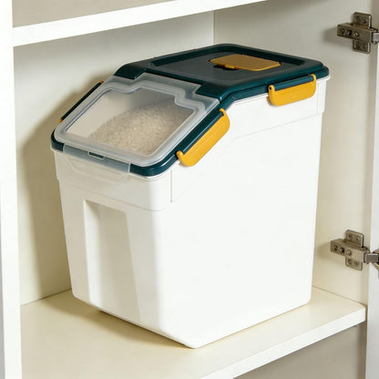 Saim Flour Storage Container Bin 25lbs (2 Pack), BPA Free Rice & Food Dispenser with Lid, Measuring Cup & Scoop - Kitchen Pantry Organizer for Grain, Cereal, Dog Food, Baking Supplies - Dark Blue