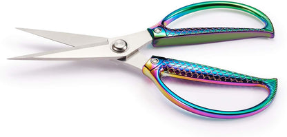 Jasni Stainless Steel Heavy Duty kitchen shears scissors for food meat poultry cooking cutting sharp Powerful strong professional All-Purpose pretty Color rainbow iridescent Titanium utility Office