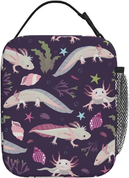 Purple Axolotl Lunch Box Lunch Box Reusable Insulated Totes Lunch Bag Thermal Cooler For Boy Girls School Men Women Beach Picnic Travel