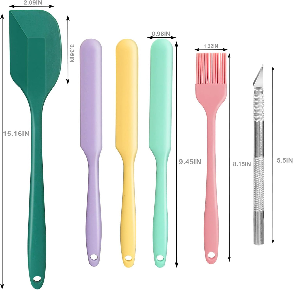 6 PCS Silicone Spurtle Spatula Set for sourdough starter Baking Cooking