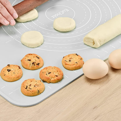 Silicone Pastry Mat 20"*16" Extra Thick Non Stick Baking Mat Food Grade Silicone Dough Rolling Bake Mat with Edge Heightening Blue
