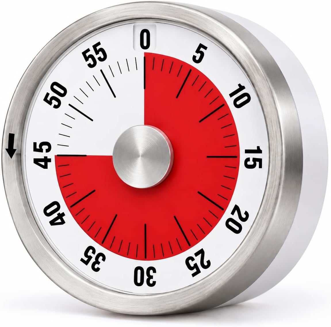Visual Kitchen Timer for Cooking and Kids with Loud Alarm, No Batteries Required, Classroom Timers for Desk, Mechanical Desk Timer, Magnetic Egg Timer for Study, Chef Clock, Stainless Steel Timer