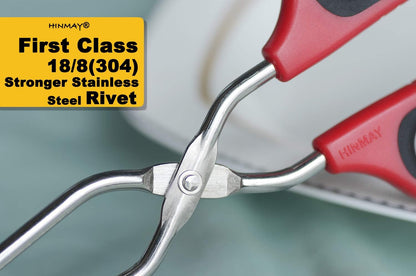HINMAY Stainless Steel Scissor Tongs 11-Inch and 13-Inch Set, Set of 2