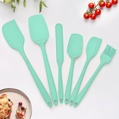 6 Pieces Silicone Spatula Set, Rubber Spatulas Silicone Heat Resistant Spatula Set for Kitchen Use, Food Grade Rubber Spatula with Ergonomic Grip, Cooking, BPA Free Dishwasher Safe(black)
