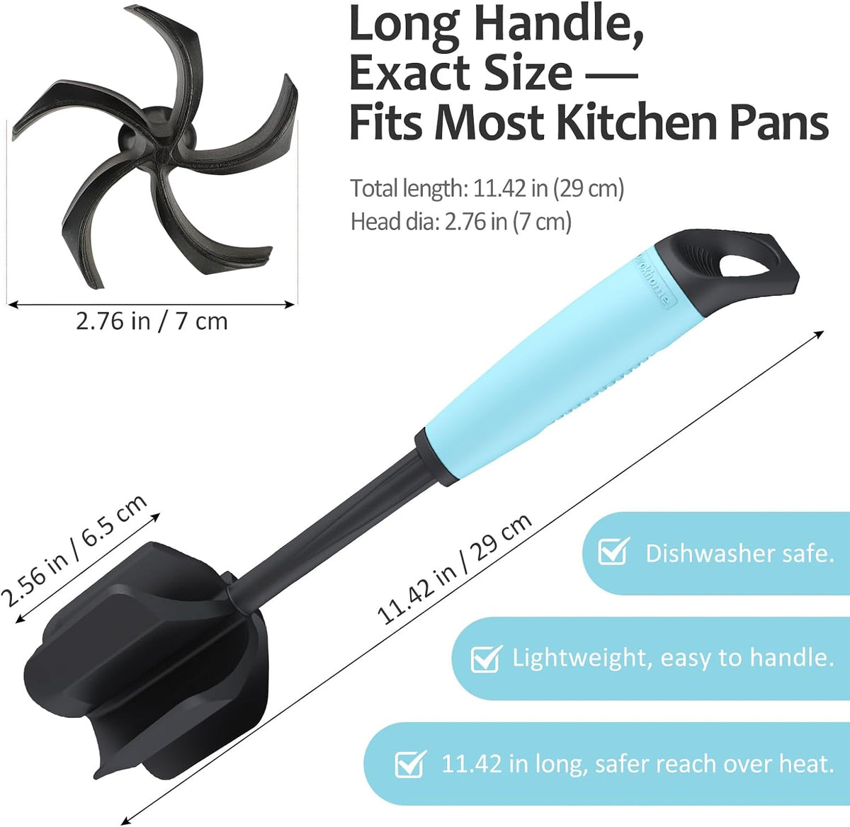 Ourokhome Meat Chopper and Potato Masher, Heat Resistant Nylon Ground Beef Smasher for Hamburger, 5 Curved Blades Nonstick Safe Mixer & Stirrer, Practical Kitchen Gadgets, Mint