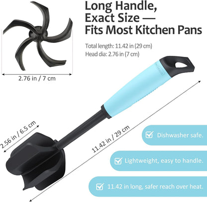 Ourokhome Meat Chopper and Potato Masher, Heat Resistant Nylon Ground Beef Smasher for Hamburger, 5 Curved Blades Nonstick Safe Mixer & Stirrer, Practical Kitchen Gadgets, Mint