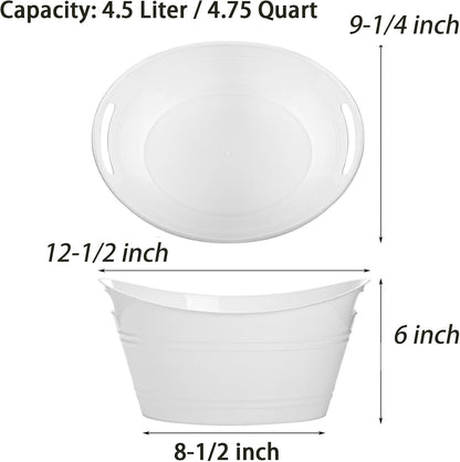 TOPZEA 4 Pack Oval Storage Tub, 4.5 Liter Plastic Wine Bucket Ice Bucket Beverage Tub Party Tub for Ice, Beer, Wine, Drink Cooler Bucket for Bar, Champagne Beverage Chiller Bin for Indoor Outdoor Use