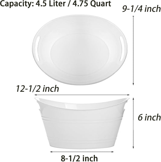 TOPZEA 4 Pack Oval Storage Tub, 4.5 Liter Plastic Wine Bucket Ice Bucket Beverage Tub Party Tub for Ice, Beer, Wine, Drink Cooler Bucket for Bar, Champagne Beverage Chiller Bin for Indoor Outdoor Use