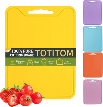 Silicone Cutting Board for Kitchen, 11.8''x 8.6'' Flexible Cutting Boards, BPA Free Non Slip Cutting Mat for Meat, Vegetables and Fruit with Easy Grip Handle, Dishwasher Safe (Deep purple)