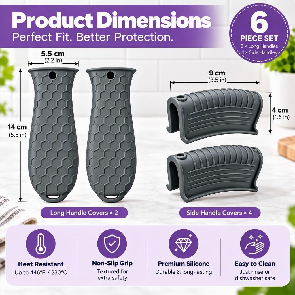 10Pcs Cast Iron Handle Cover, Silicone Pot Holders
