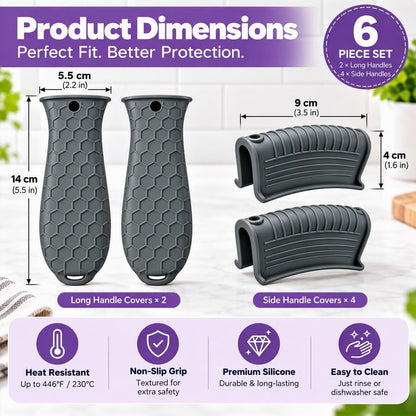 10Pcs Cast Iron Handle Cover, Silicone Pot Holders
