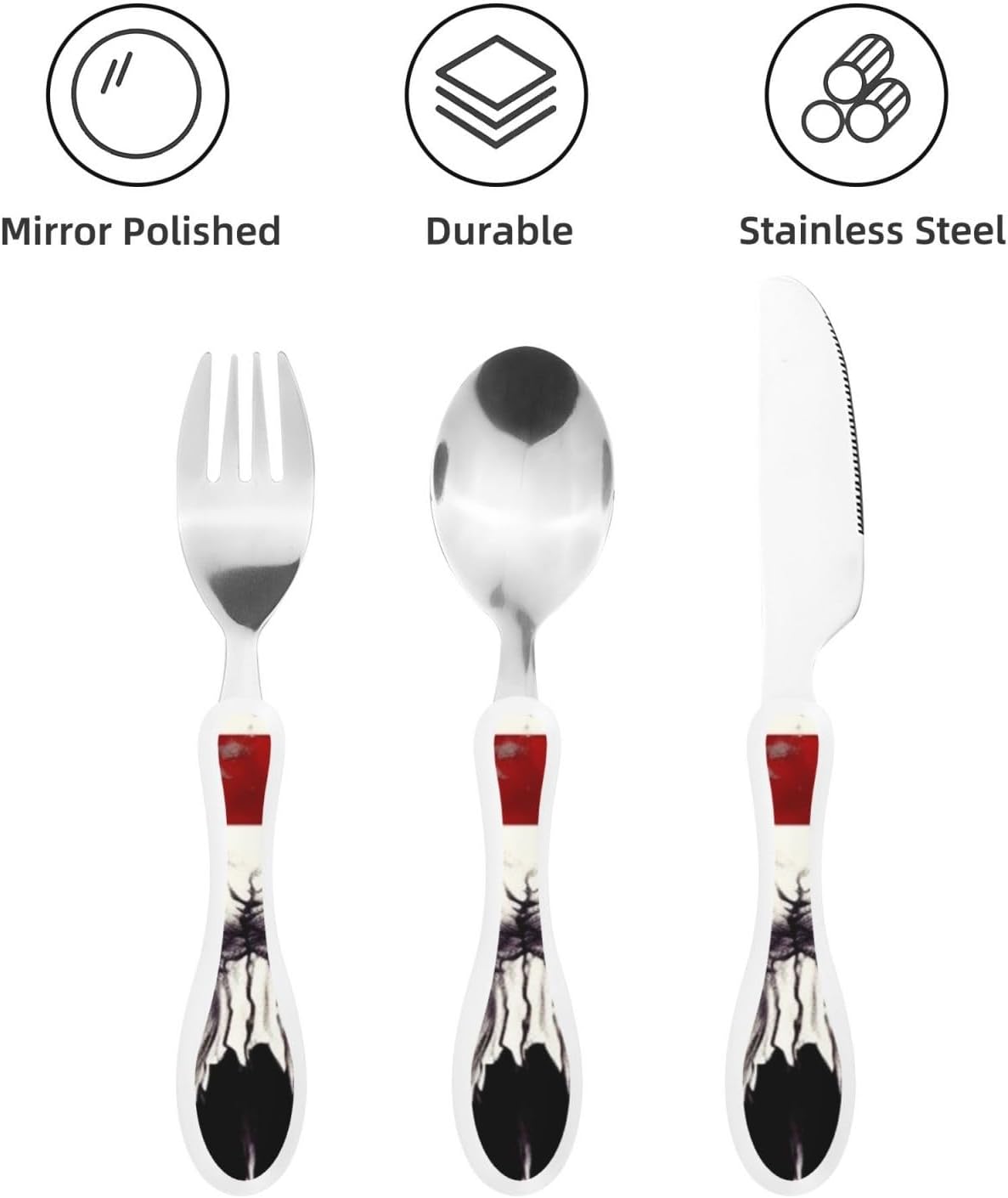 3-Piece Kids Silverware Set With Storage Case, Stainless Steel Reusable Children Safe Knife Spoon Fork Set Tropical Sunset Seaside Children Flatware Set For Kids Lunch Box