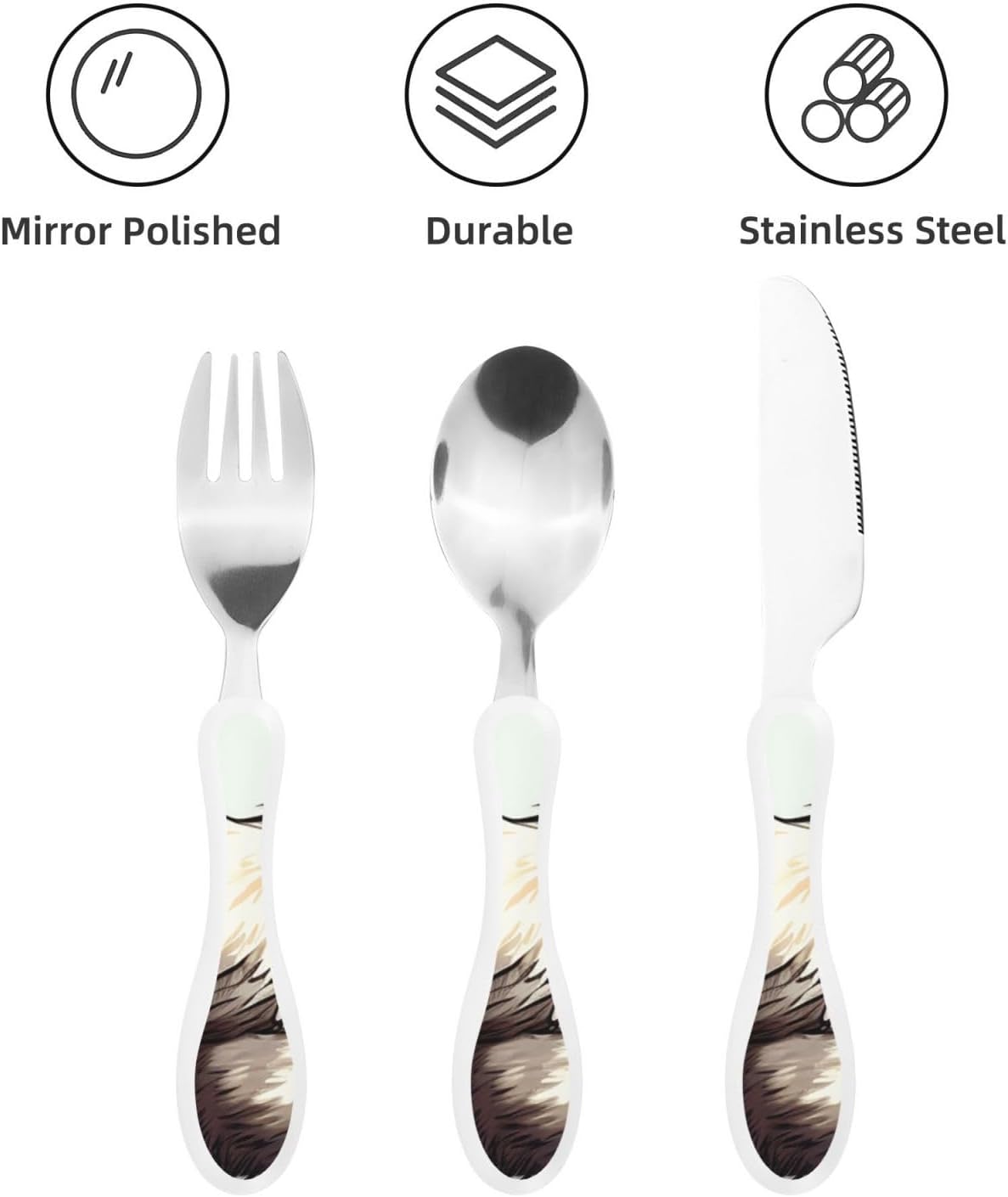 3-Piece Kids Silverware Set With Storage Case, Stainless Steel Reusable Children Safe Knife Spoon Fork Set Blue Active Girl Running Sunset Children Flatware Set For Kids Lunch Box - Colors B