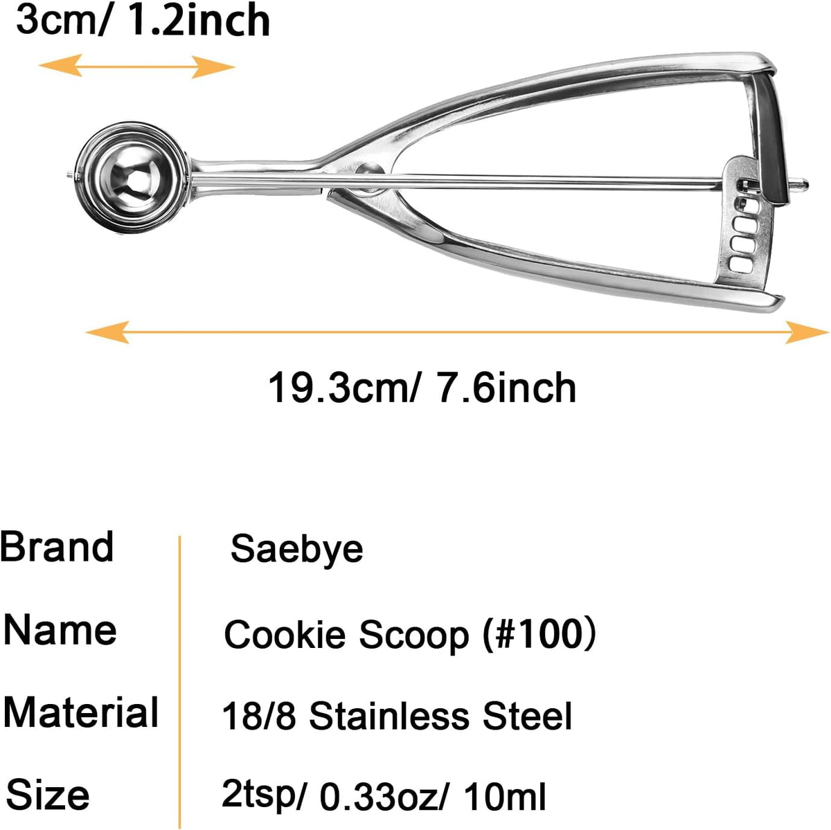 Saebye 4 oz Scoop, Large Ice Cream Scoop with Trigger, #8 Cookie Scoop,