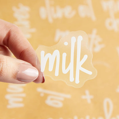 Talented Kitchen 158 Food Container Labels - Durable Waterproof Adhesive - Clear Script Sticker Design for Pantry & Fridge - Freezer Labels & Symbol Stickers - Clear & Black Laminated Paper