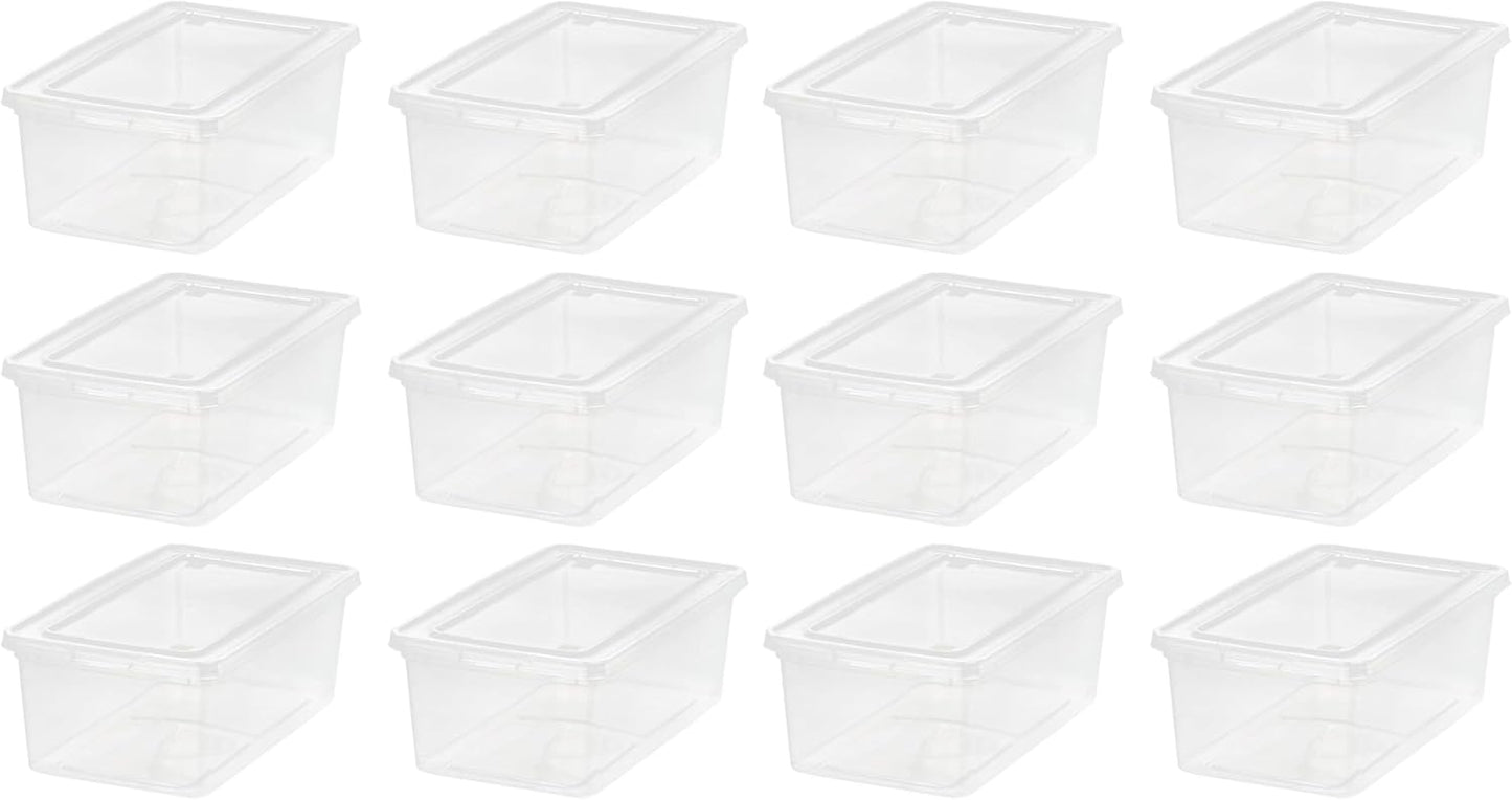 IRIS USA WeatherPro 16 Qt Storage Bins with Lids, 3 Pack, BPA-Free Plastic Gasket Box with Tight Latch and Seal, Stackable Nestable Tote Tub - Clear/Blue