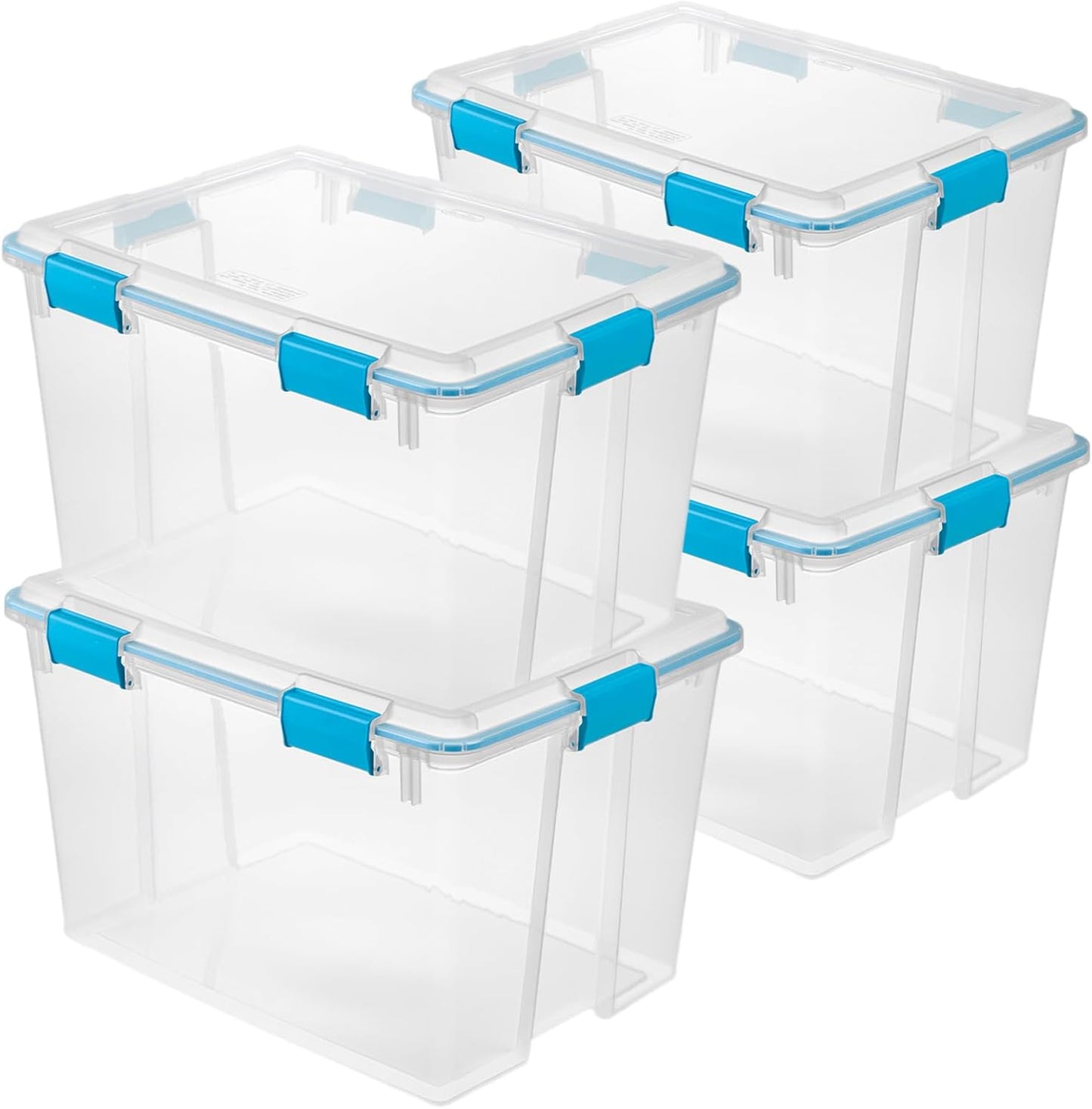 Sterilite 80 Qt Gasket Box, Stackable Storage Bin with Latching Lid and Tight Seal, Plastic Container to Organize Basement, Clear Base and Lid, 1-Pack