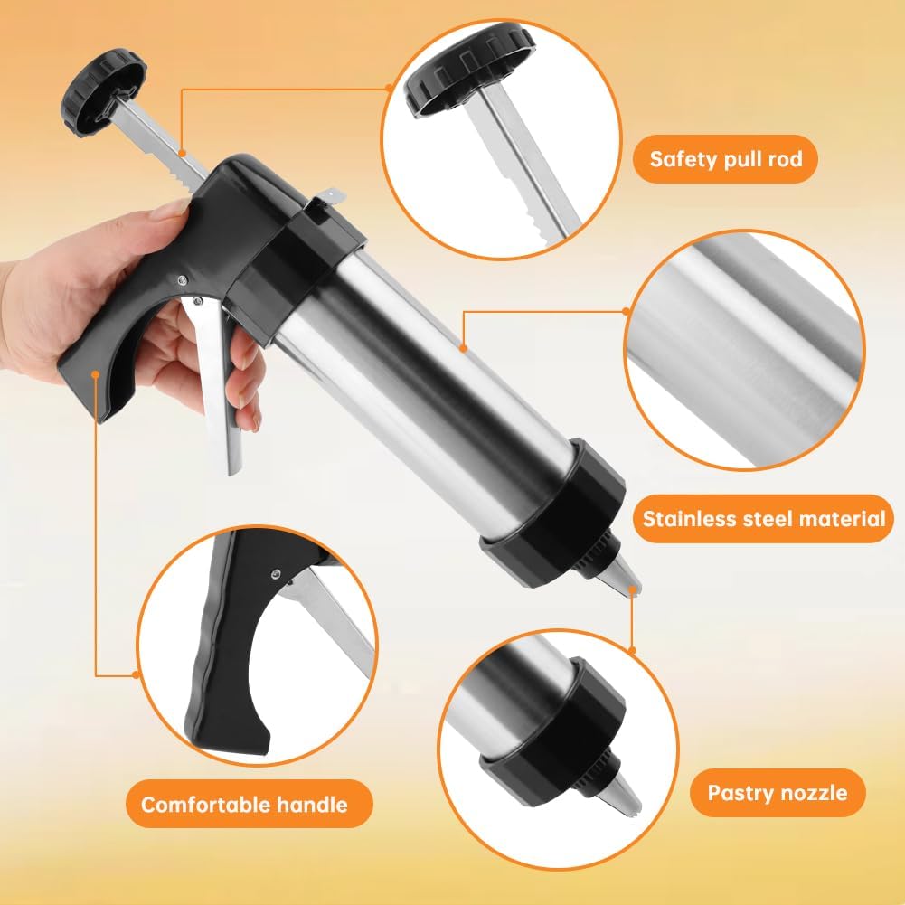 Cookie Press Gun Kit,Stainless Steel Spritz Cookie Press