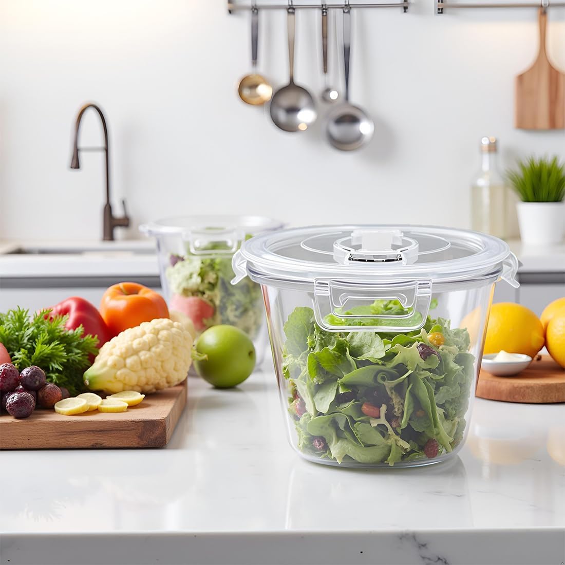 H.JSS WDJS 3Cup Round Glass Food Storage Containers with Airtight lids, 23oz Glass Meal Prep Containers, Heat-Resistant BPA-Free for Soup Leftover, Microwave, Dishwasher and Fridge Safe (white-4Pack)