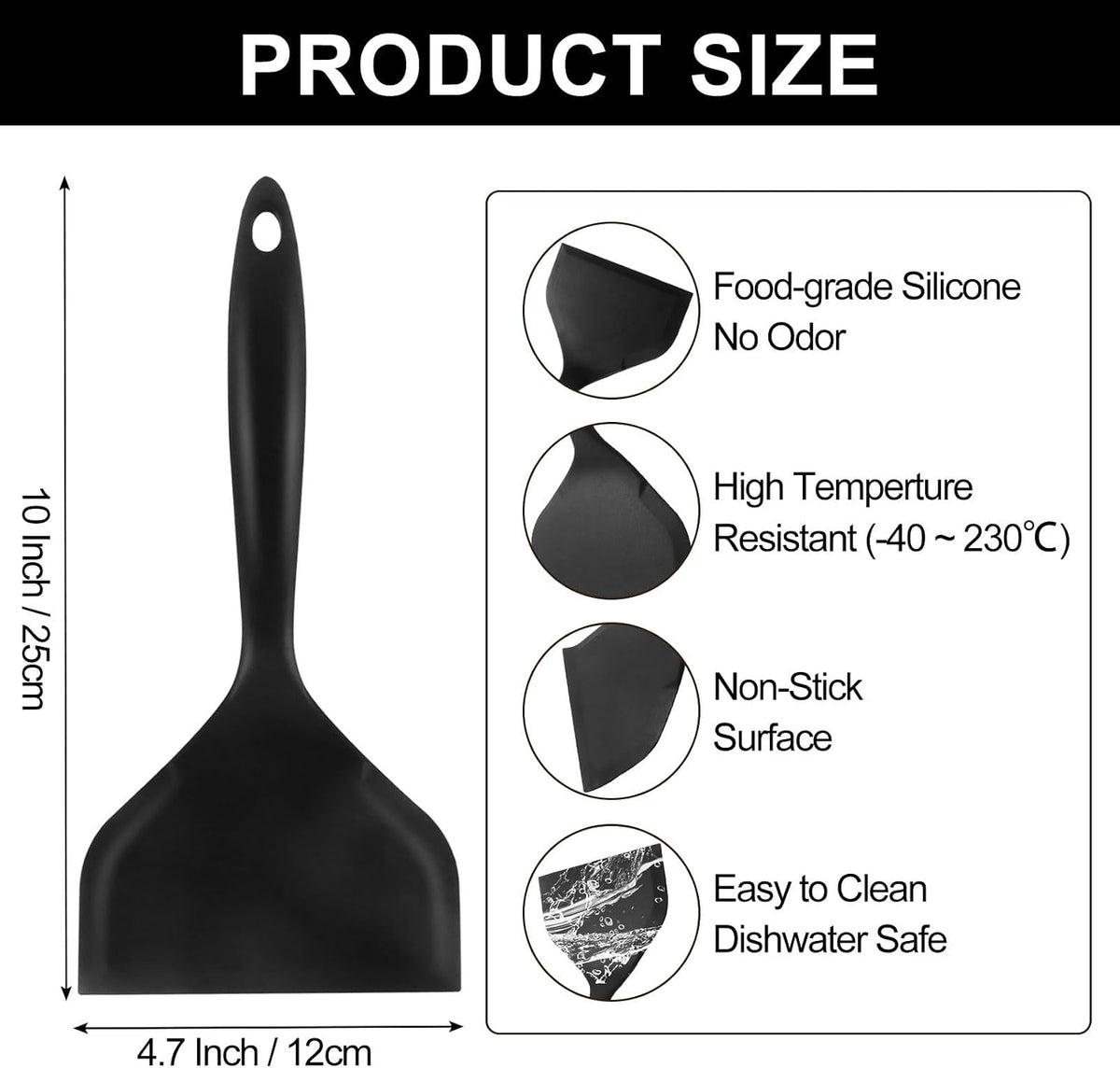 Hitefu 2 Pcs Silicone Spatula Turner, Green & Pink