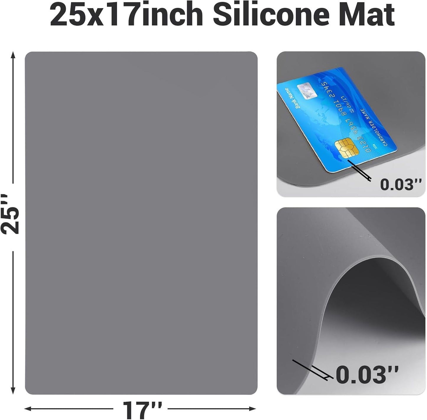 Gartful Extra Large Silicone Mats for Countertop, 28" by 20" Multipurpose Mat, Counter Table Protector, Desk Saver Pad, Placemat Nonstick Nonskid Heat-Resistant Pad, Black