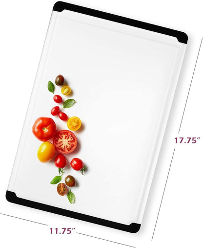 Plastic Cutting Board for Kitchen - Extra Large Cutting Board 18 Inch Reversible Chopping Board, Juice Groove, Non Slip Feet, Dishwasher Safe, BPA Free Large Cutting Board for Meat Vegetables Fruit