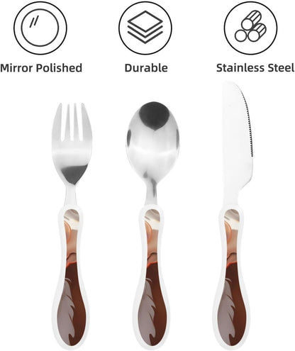 3-Piece Kids Silverware Set With Storage Case, Stainless Steel Reusable Children Safe Knife Spoon Fork Set Yellow Sunflowers Children Flatware Set For Kids Lunch Box