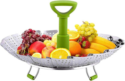 Expandable Steamer Basket, Stainless Steel Folding Steamer Insert