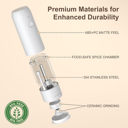 Ultrean Electric Salt and Pepper Grinder Set, Rechargeable,Matte Black
