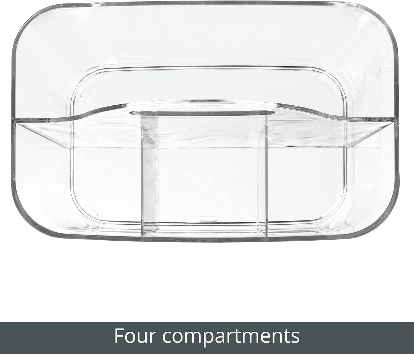 mDesign Plastic Cutlery Storage Organizer Caddy Bin Tote with Handle - Kitchen Cabinet Divided Pantry Basket for Forks, Knives, Spoons, Napkins, Indoor/Outdoor Use, Lumiere Collection, White