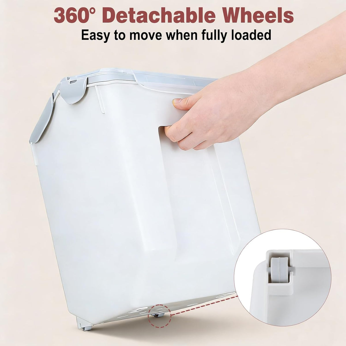 2 Pack Food Storage Container Bin 25Lb, 2 × 15L Airtight Rice Storage Containers with 2 Measuring Cups,Food Containers with Wheels Seal Locking Lid,For Flour | Rice | Sugar | Grain | Dog Cat Pet Food