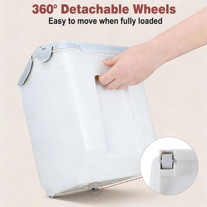 2 Pack Food Storage Container Bin 25Lb, 2 × 15L Airtight Rice Storage Containers with 2 Measuring Cups,Food Containers with Wheels Seal Locking Lid,For Flour | Rice | Sugar | Grain | Dog Cat Pet Food