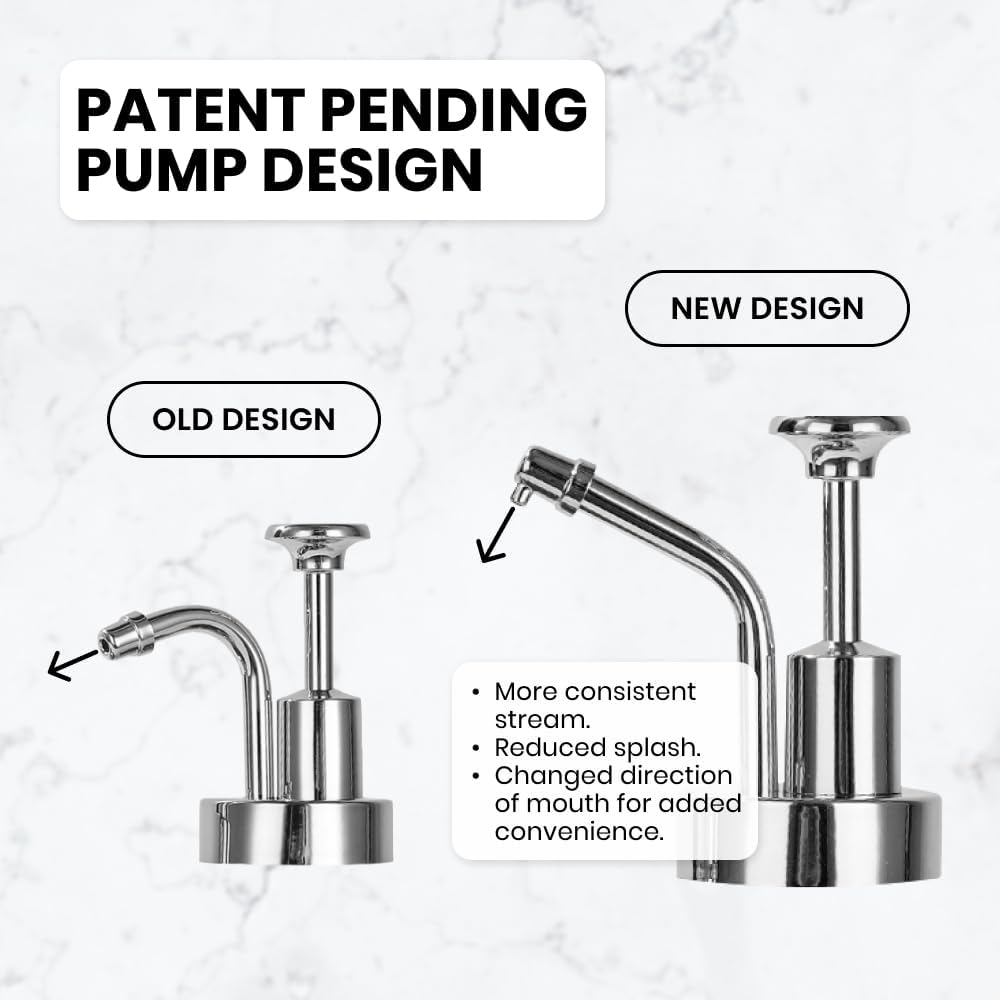 Molimoli Syrup Dispenser for Coffee Bars, Glass Syrup Bottle w. Pump, 16.9 oz 500 ml, Gold Upgraded Dispenser