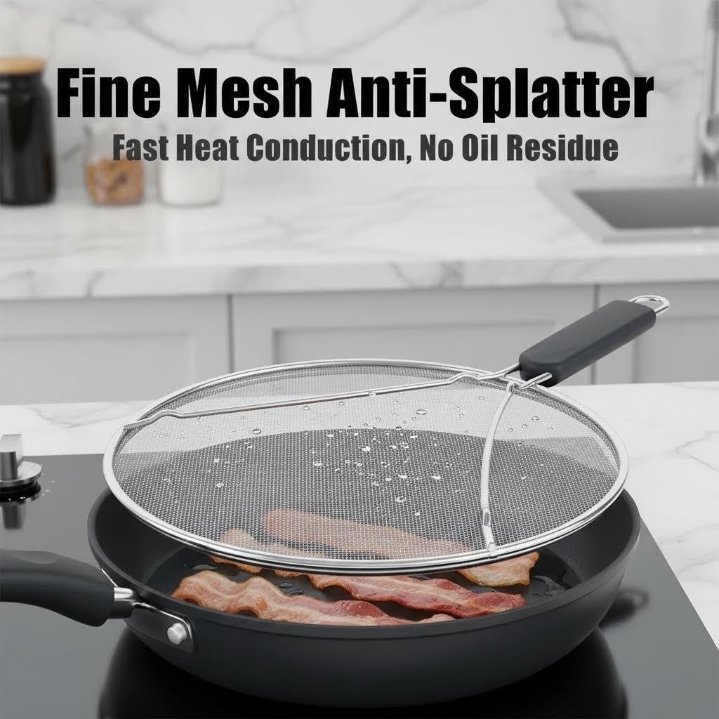 Stainless Steel Splatter Guard Set of 2 for Frying Pan – 13 Inch & 10 Inch Heavy Duty Grease Splatter Screen, Oil Splash Guard for Cooking, Dishwasher Safe, Easy to Hang