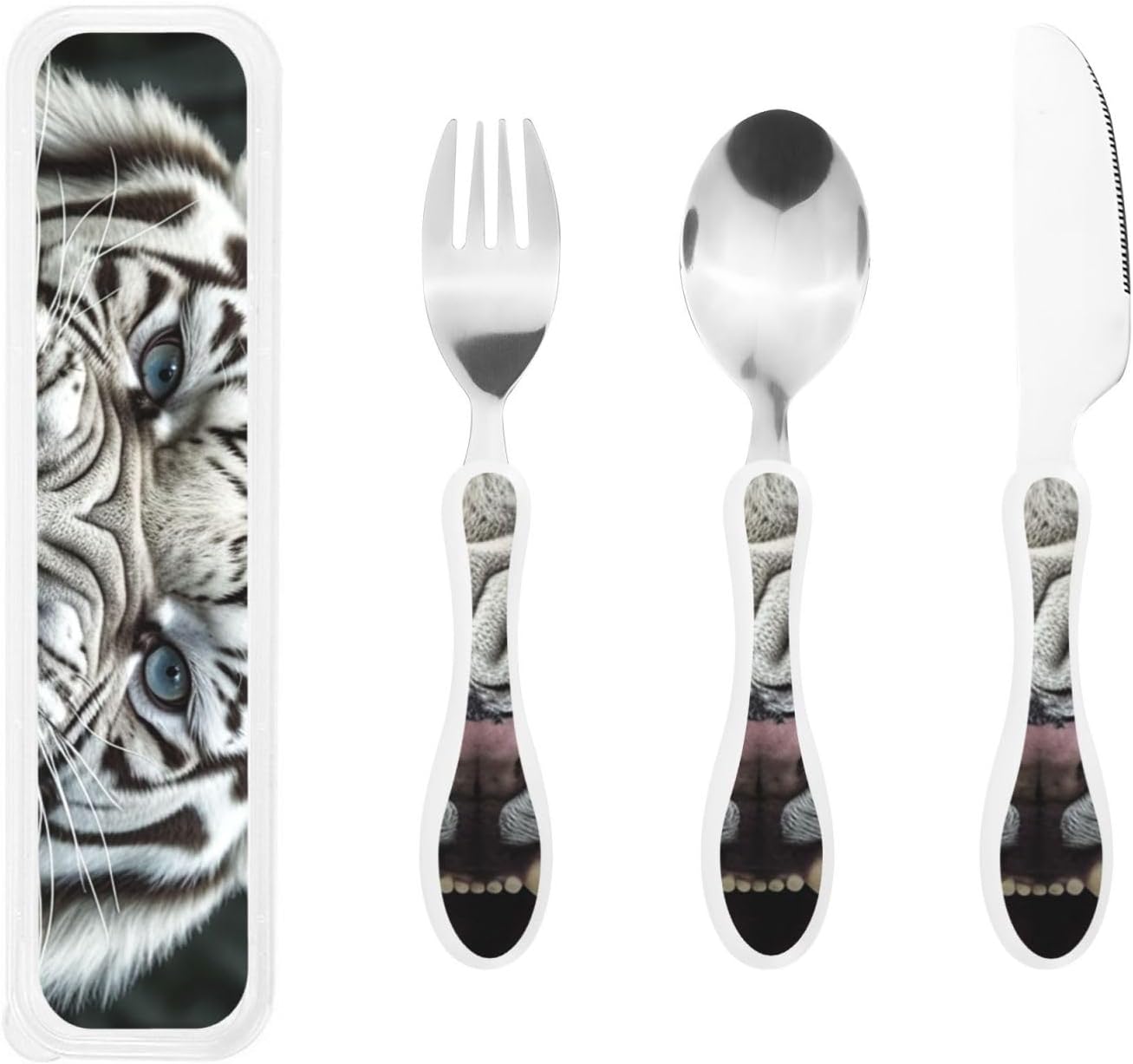 3-Piece Kids Silverware Set With Storage Case, Stainless Steel Reusable Children Safe Knife Spoon Fork Set Tropical Sunset Seaside Children Flatware Set For Kids Lunch Box